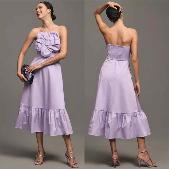 Hutch Lavender Strapless Midi Dress - Picture 1 of 11